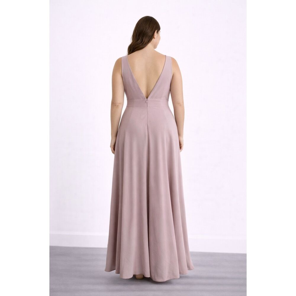 Social Bridesmaids Chiffon V-neck Formal Dress Pink Matte 12